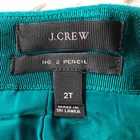 J. CREW teal No. 2 pencil skirt - 100% wool size 2 - Picture 3 of 5